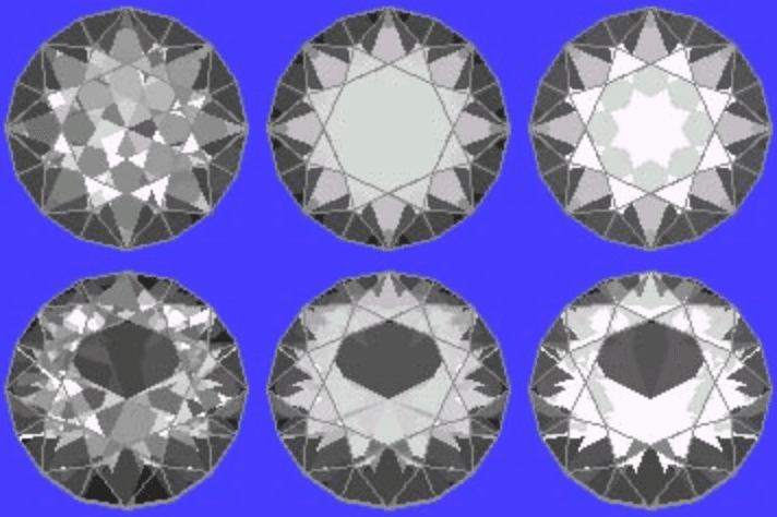 42° Pavilion and 42° Crown Ray Traces - Tilt Brightness