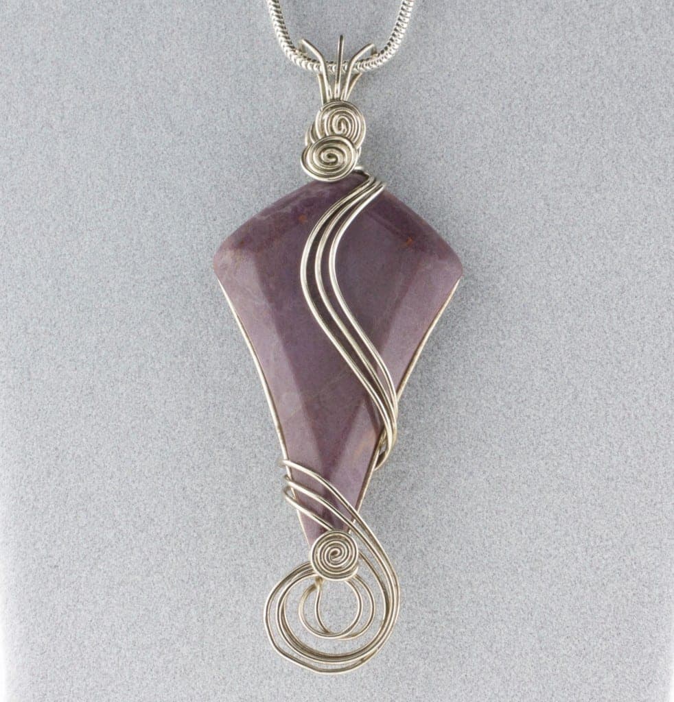 Silvery Moon - Wire Wrapped Turkish Purple Jade Cabochon