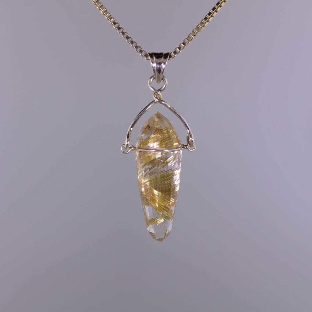 gemstone pendulum - gold rutile pendant