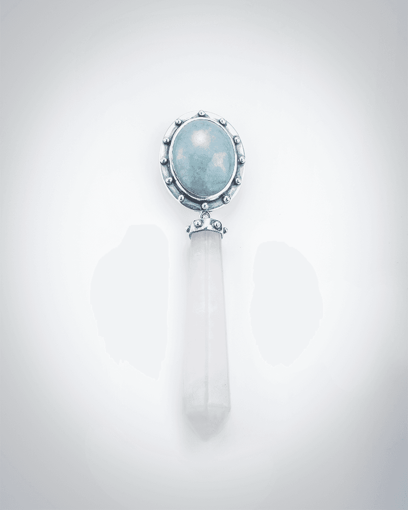 Blue jade and rose quartz pendant