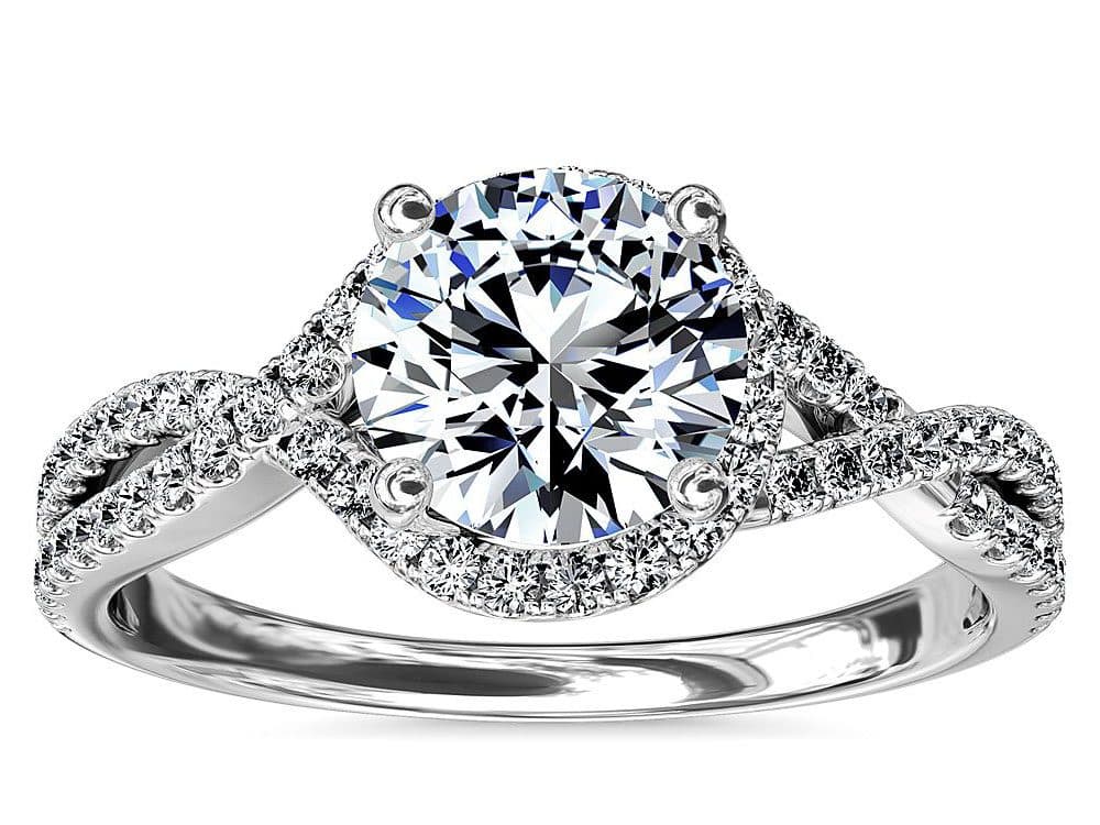 Twisted Halo Diamond Engagement Ring in 14k White Gold Blue Nile