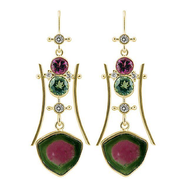 watermelon tourmaline earrings