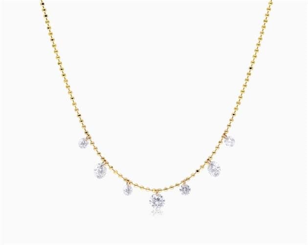 14K Yellow Gold Alternating Pierced Diamond Choker Necklace by Brevani